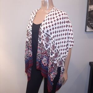 ARDENE Lightweight Flowy Cardigan Wrap Boho Paisley Ombre Open Front Dolman
